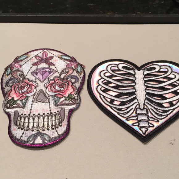 NWT Set of two Day of the Dead embroidered iron on patches - Picture 1 of 3